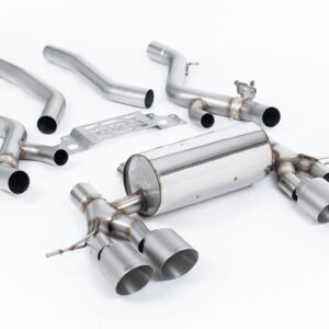 BMW G87 M2 – desde OPF/GPF con bypass de resonador central y colas GT-115 de titanio cepillado