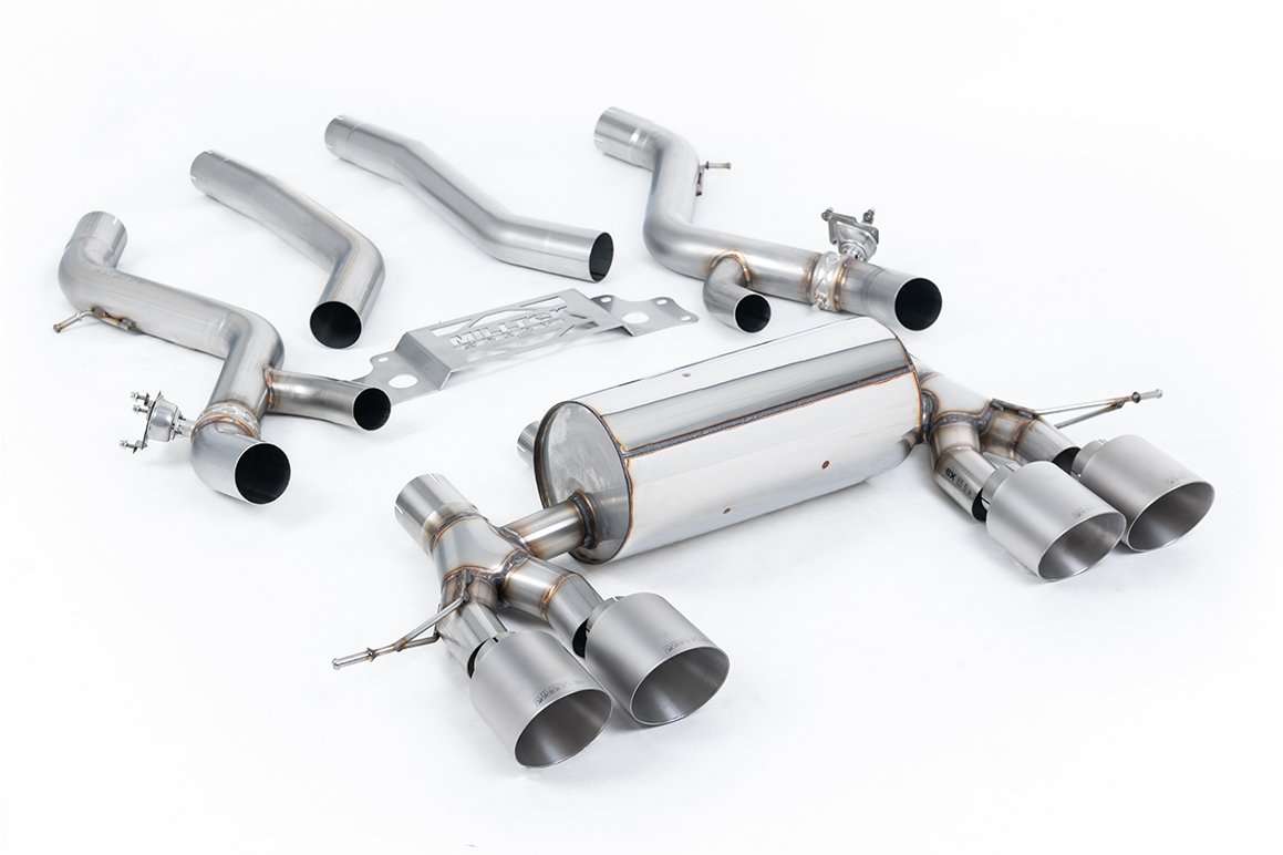 BMW G87 M2 – desde OPF/GPF con bypass de resonador central y colas GT-115 de titanio cepillado