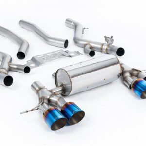 BMW G87 M2 – desde OPF/GPF con bypass de resonador central y colas GT-115 de titanio azul/quemado
