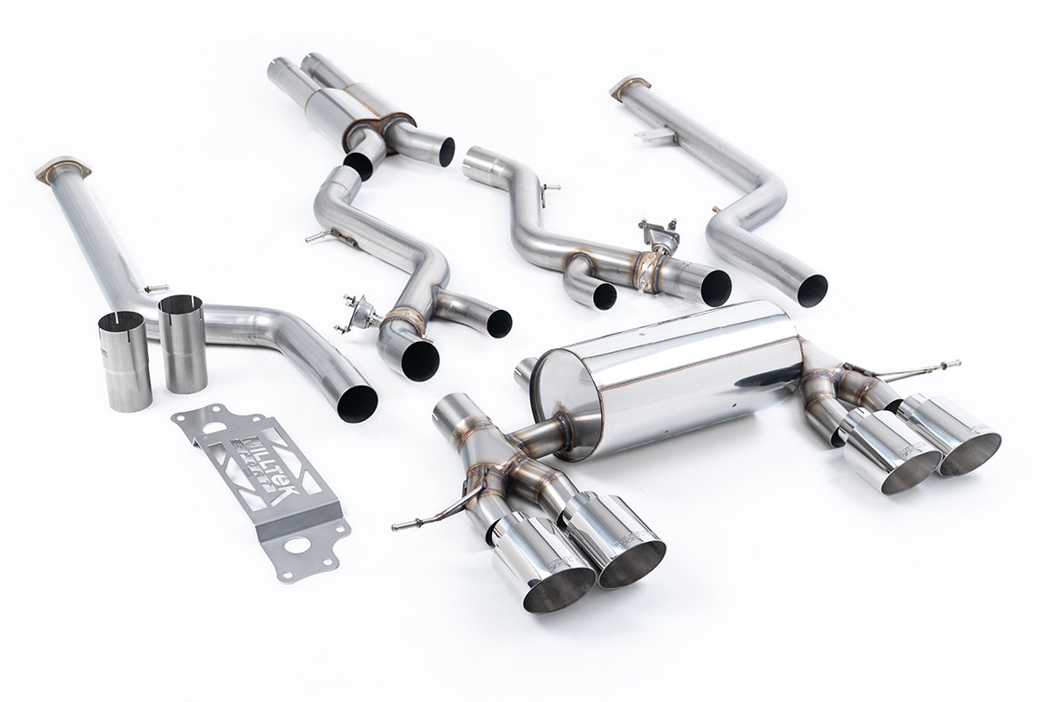 BMW G87 M2 – resonado cat-back con colas GT-115 pulidas