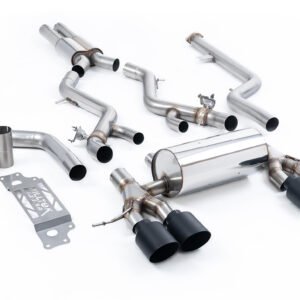 BMW G87 M2 – resonado cat-back con colas GT-115 negras Cerakote