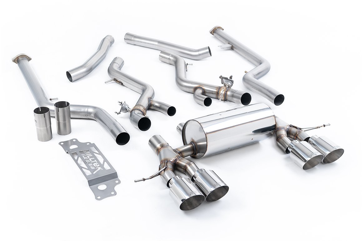 BMW G87 M2 – no resonado (sonido máximo) cat-back con colas GT-115 pulidas