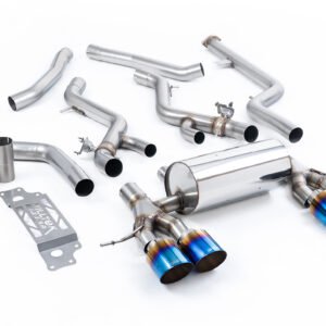 BMW G87 M2 – no resonado (sonido máximo) cat-back con colas GT-115 de titanio azul/quemado