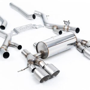 BMW G87 M2 – no resonado sistema cat-back secundario con colas GT-115 de titanio cepillado