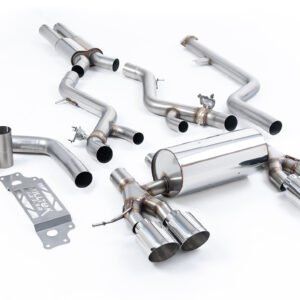 BMW G87 M2 – resonado cat-back con colas GT-115 pulidas (Removes Secondary Cats)