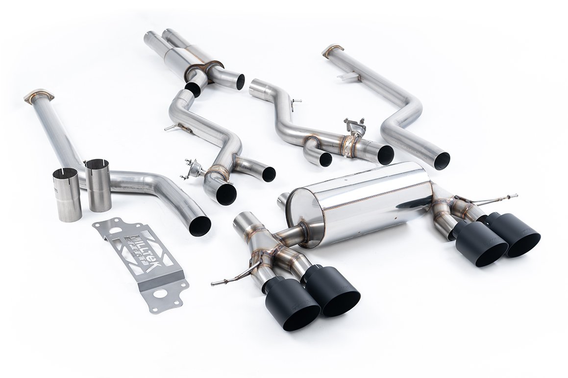 BMW G87 M2 – resonado cat-back con colas GT-115 negras Cerakote (Removes Secondary Cats)