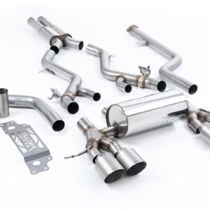 BMW G87 M2 – resonado cat-back con colas GT-115 de titanio cepillado (Removes Secondary Cats)