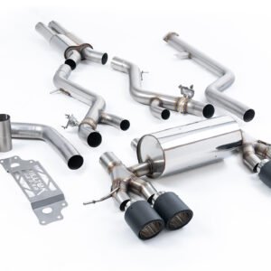 BMW G87 M2 – resonado cat-back con colas JET-115 de carbono (Removes Secondary Cats)