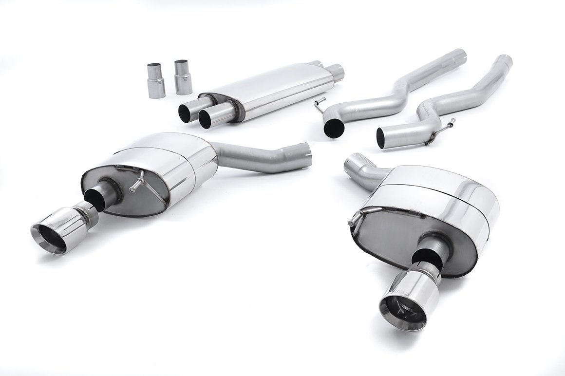 Ford Mustang 5.0 V8 GT (Fastback) – Resonated (Quieter) Cat-Back Exhaust System with Polished GT-100 Trims