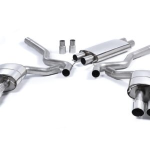 Ford Mustang 5.0 V8 GT (Fastback) – Resonated (Quieter) Cat-Back Exhaust System with Quad Polished GT-90 Trims (For Roush Valance)