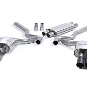 Ford Mustang 5.0 V8 GT (Fastback) – Resonated (Quieter) Cat-Back Exhaust System with Quad Black GT-90 Trims (For Roush Valance)