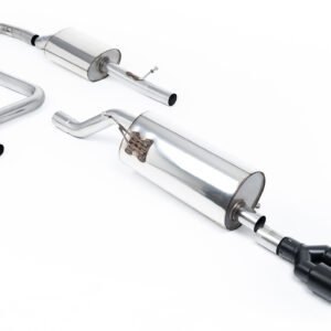 Ford Fiesta MK8 1.0T ST Line (modelos sin GPF) – resonado (más discreto) sistema de escape cat-back con colas dobles GT-90 negras Cerakote