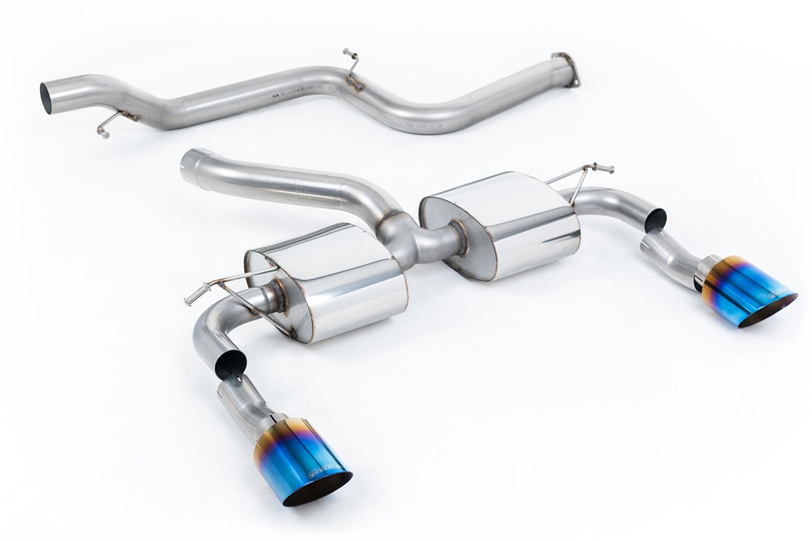 Ford Focus MK2 RS – Non-Resonated (Louder) Cat-Back Exhaust System with Burnt Titanium GT-115 Trims