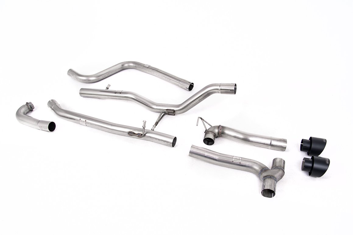 Ford Fiesta MK8 1.0T ST Line (modelos sin GPF) doble salida – no resonado (más sonido) doble salida sistema de escape con colas GT-100 negras Cerakote (requiere Maxton Diffuser)