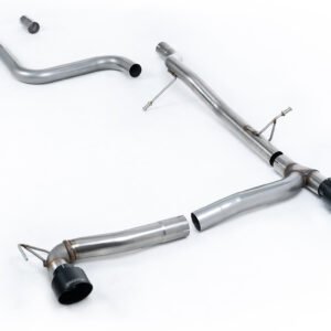 Ford Fiesta MK8 1.0T ST Line (doble salida) – desde GPF/OPF no resonado (más sonido) con colas GT-100 negras Cerakote