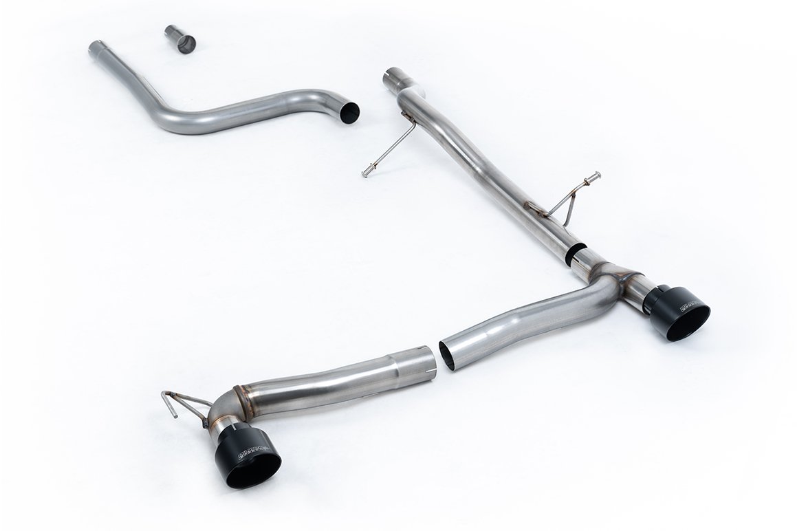 Ford Fiesta MK8 1.0T ST Line (doble salida) – desde GPF/OPF no resonado (más sonido) con colas GT-100 negras Cerakote