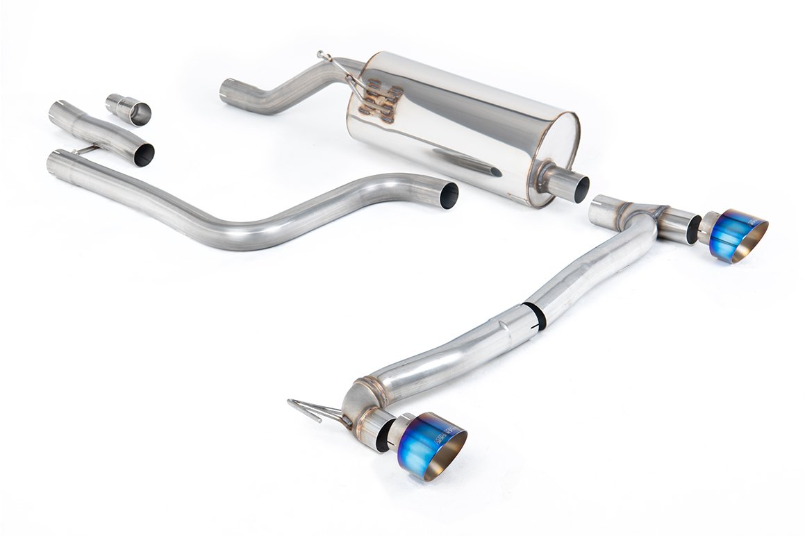 Ford Fiesta MK8 1.0T ST Line (modelos con GPF) doble salida – resonado (más discreto) desde GPF/OPF con Burnt/Blue colas GT-100 de titanio (requiere Maxton Diffuser)