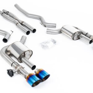 Ford Mustang 5.0 V8 Dark Horse/Mach 1 – Active con válvulas cat-back con X-Pipe y colas de titanio azul/quemado