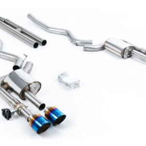 Ford Mustang 5.0 V8 Dark Horse/Mach 1 – Active con válvulas cat-back con H-Pipe y colas de titanio azul/quemado