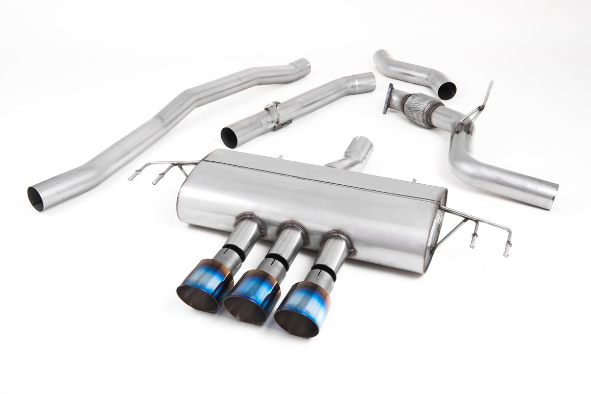 Honda Civic FK8 Type R – Non-Resonated (Louder) Cat-Back Exhaust System with 3 x Burnt Titanium GT-100 Trims
