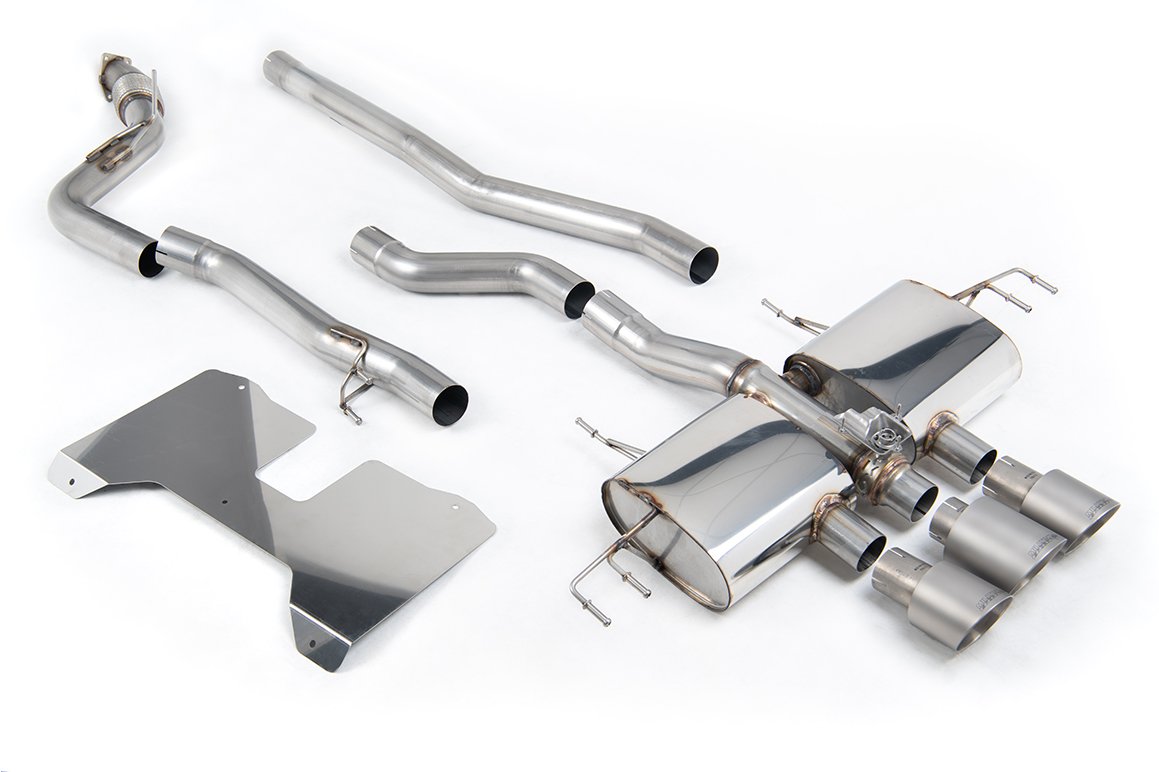 Honda Civic FL5 Type R – no resonado (sonido máximo) con válvulas cat-back con estilo OE 2 x 4″ y 1 x 4.5″ colas de titanio cepillado