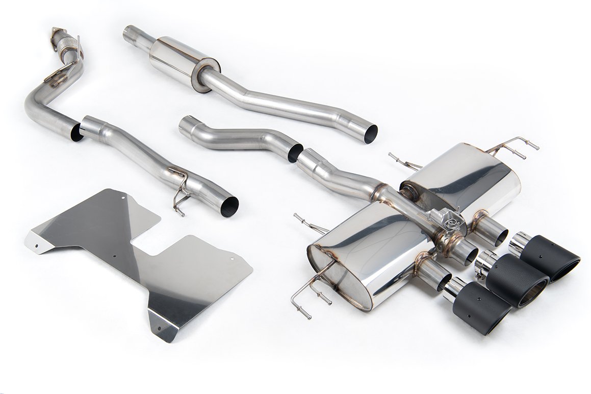 Honda Civic FL5 Type R – semirresonado (Road+) con válvulas cat-back con estilo OE 2 x 4″ y 1 x 4.5″ colas de fibra de carbono
