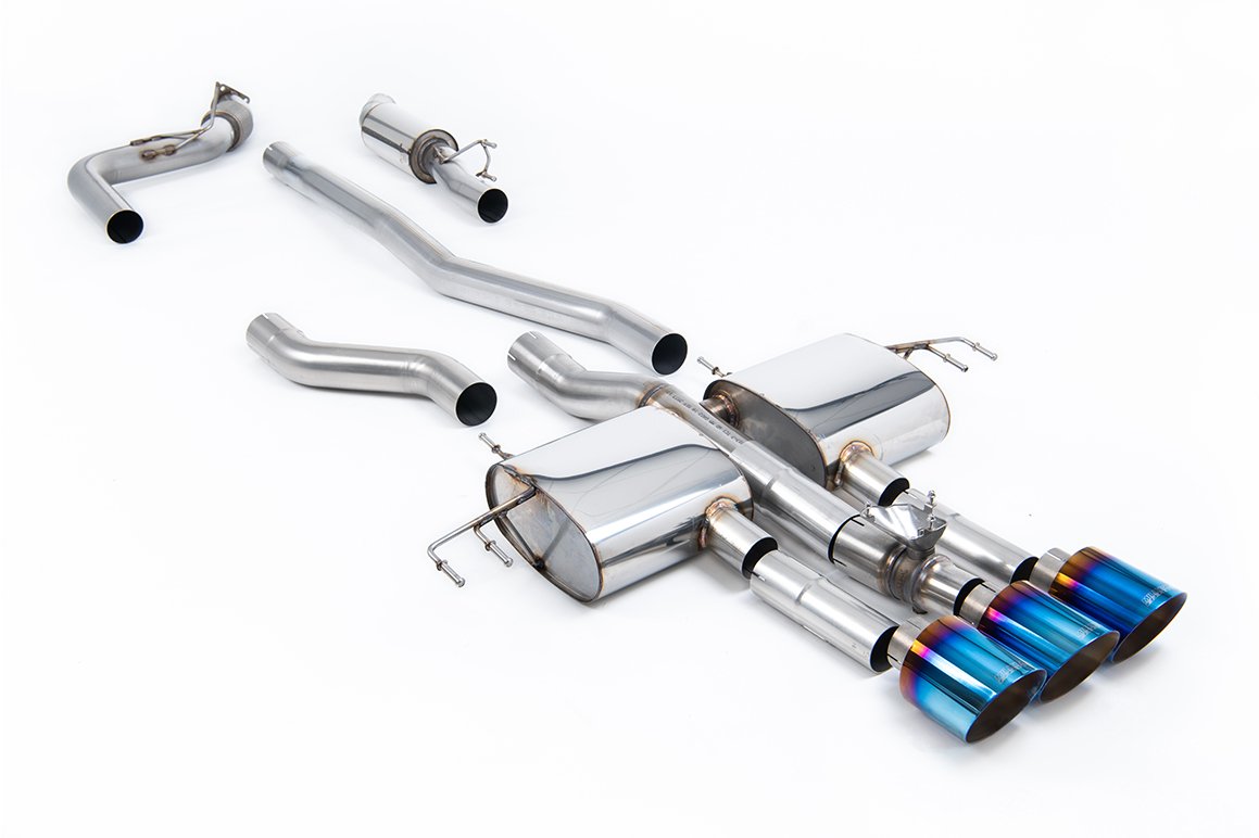 Honda Integra DE5 Type S – semirresonado (volumen medio) cat-back con 3 x colas GT-115 de titanio azul/quemado