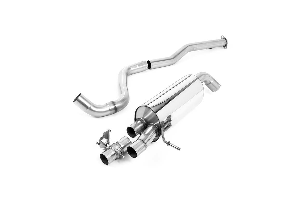 Hyundai/Kia i20 N – no resonado (más sonido) sistema desde GPF/OPF con colas GT-90 negras Cerakote