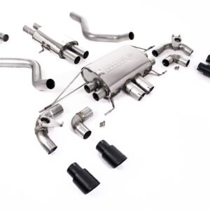 Land Rover Defender 90 5.0 V8 (modelos con GPF) – resonado (más discreto) desde GPF/OPF sistema con válvulas y colas cuádruples GT-90 negras Cerakote