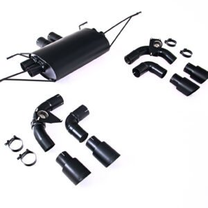 Land Rover Defender 130 5.0 V8 (NAS modelos sin GPF) – Upgraded Option para silencioso trasero, con válvulas salida y tubos de salida interiores in negro satinado Cerakote con Clamp Kit