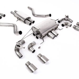 Land Rover Defender 90 5.0 V8 (NAS modelos sin GPF) – sistema cat-back con válvulas y colas de titanio cepillado – resonado