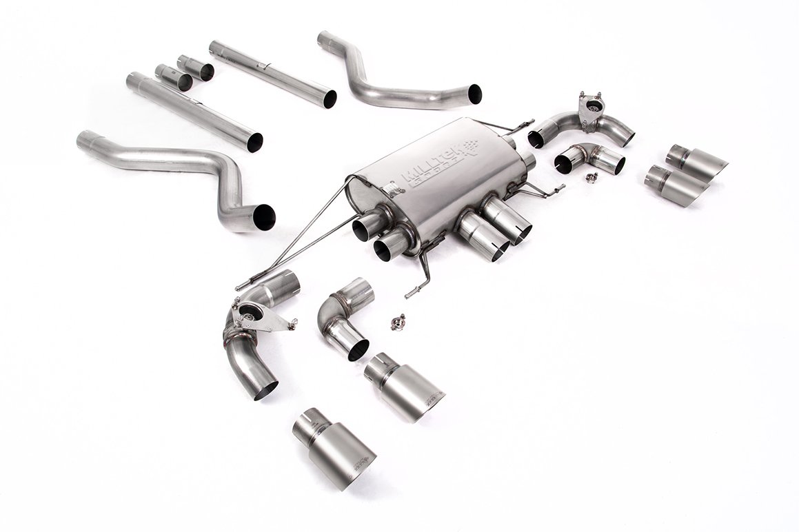 Land Rover Defender 90 5.0 V8 (NAS modelos sin GPF) – sistema cat-back con válvulas y colas de titanio cepillado – no resonado (sonido máximo)