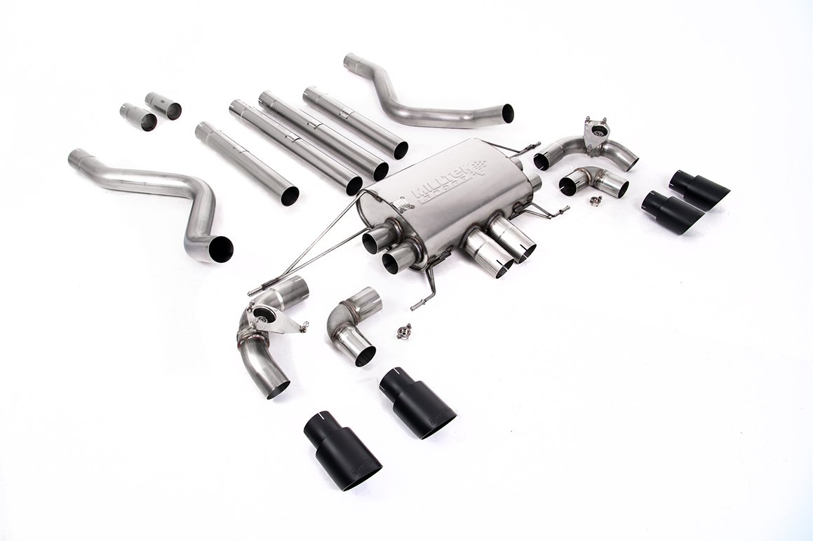 Land Rover Defender 110 5.0 V8 (NAS modelos sin GPF) – sistema cat-back con válvulas y colas negras Cerakote – no resonado (sonido máximo)