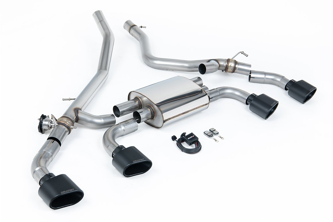 Range Rover Sport P440/460/510/550e L461(Hybrid) – sistema axle-back (con válvulas) con colas ovaladas negras Cerakote