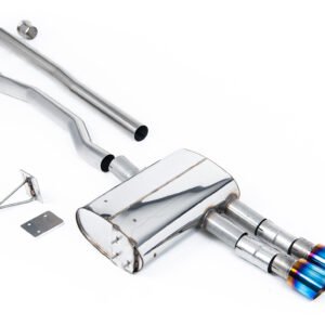 Mini Cooper S F55 (LCI Only) – GPF Bypass – Non Resonated (Louder) Cat-Back Exhaust System with Burnt Titanium GT-90 Trims