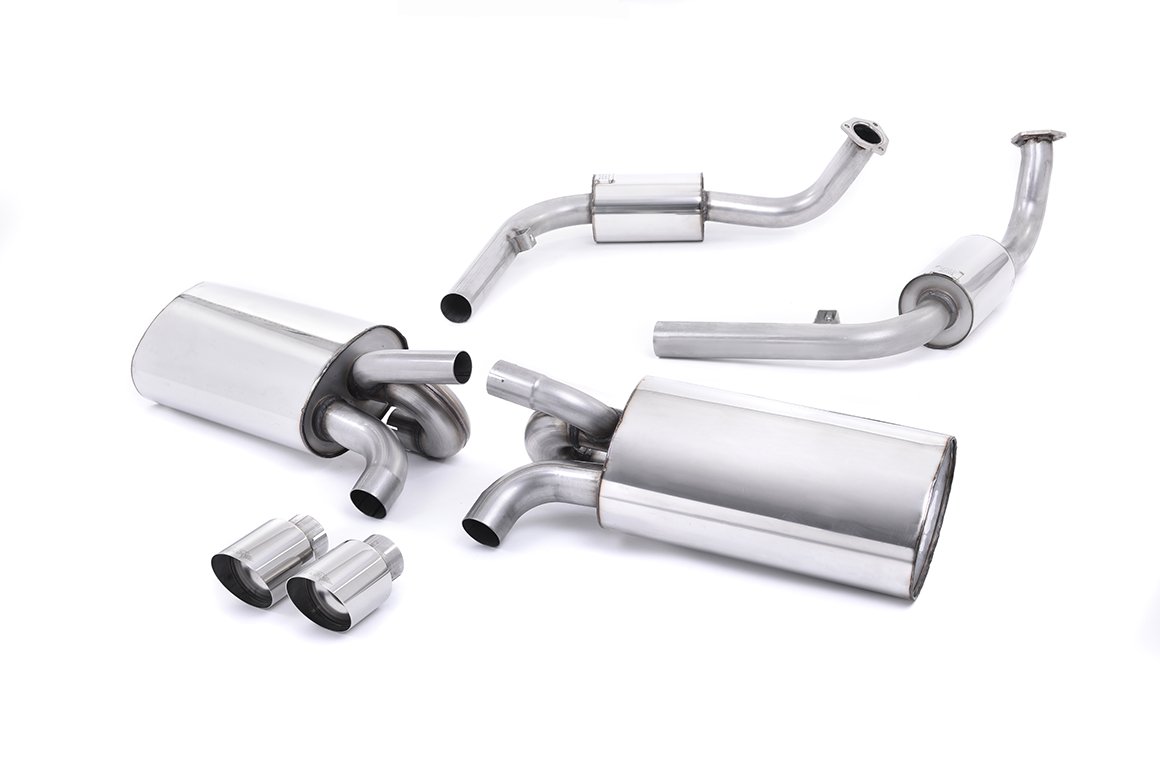 Porsche 987 S 3.4 Boxter/Cayman (Gen 2) – resonado (más discreto) sistema de escape cat-back con colas pulidas