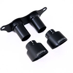 Porsche 991.2 GT3 y GT3 RS – colas GT-100 negras Cerakote y Mounting Plate – Fits to OE silencioso trasero