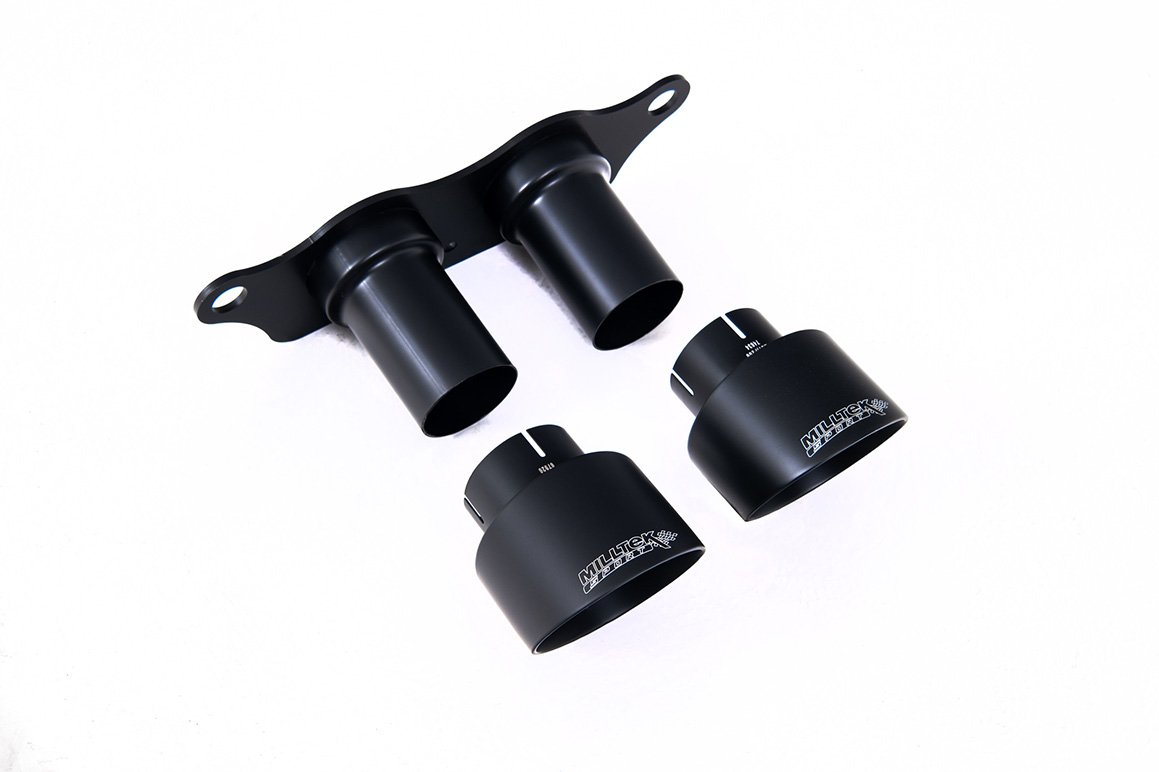 Porsche 991.2 GT3 y GT3 RS – colas GT-100 negras Cerakote y Mounting Plate – Fits to OE silencioso trasero