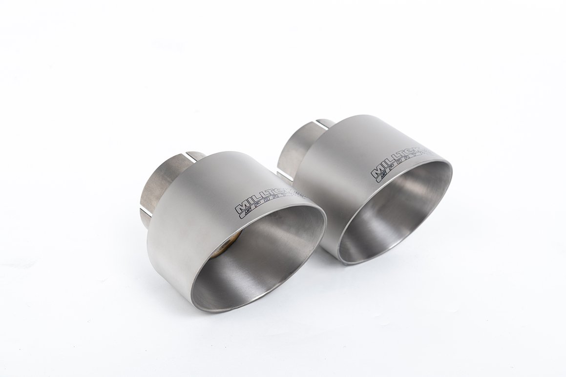 Porsche 991.2 GT3 y GT3 RS – GT-100 titanio cepillado salidas y Mounting Plate – compatible con el escape original Silencer
