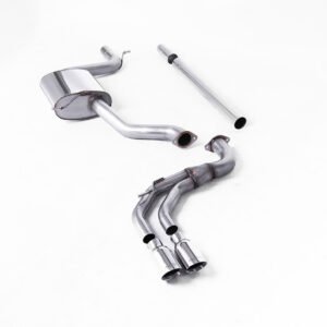 Seat Leon FR 1.8 TSI & VW Golf MK7.5 1.5TSI – Non-Resonated (Louder) Cat-Back Exhaust System with Polished GT-80 Trims (GTD Style)