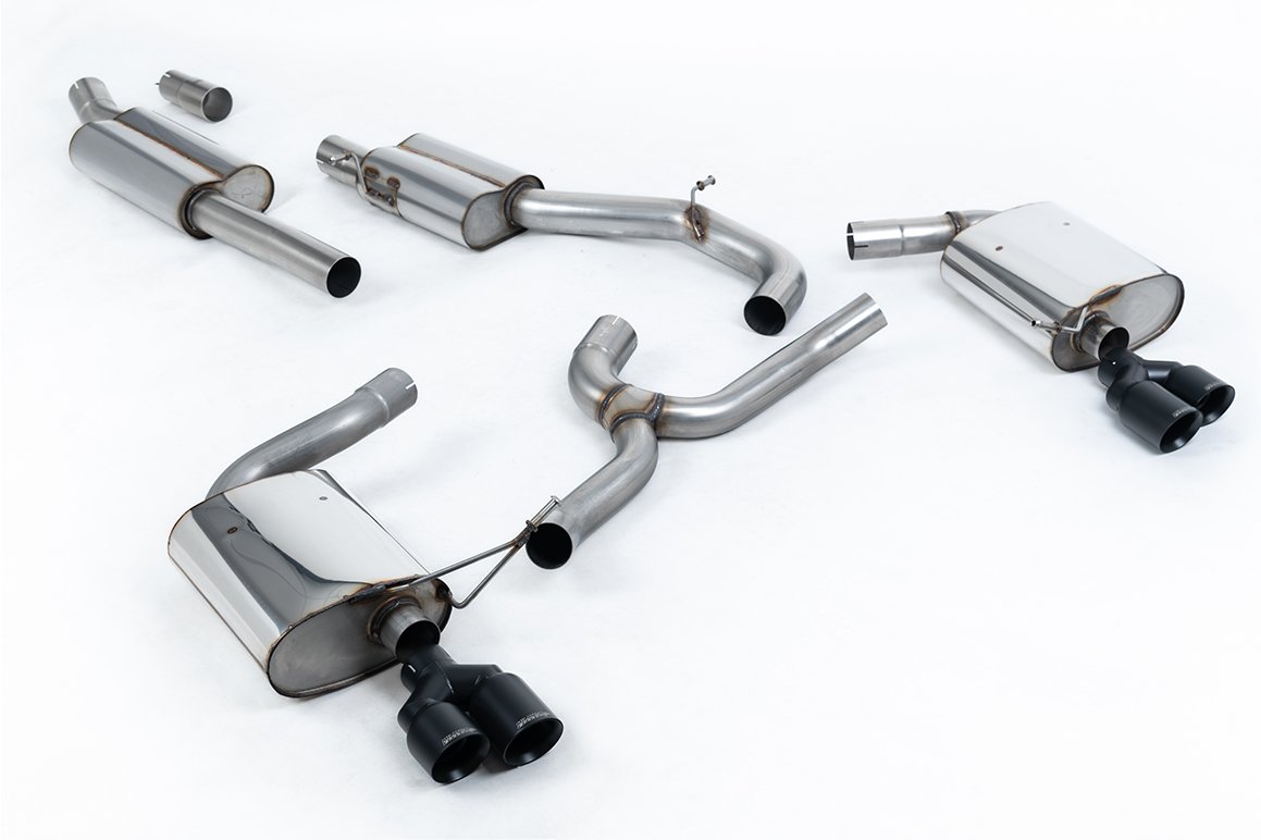 Seat Leon ST Cupra 300 (Non GPF Models) – Resonated (Quieter) Cat-Back Exhaust System with Cerakote Black Quad Round GT Tips