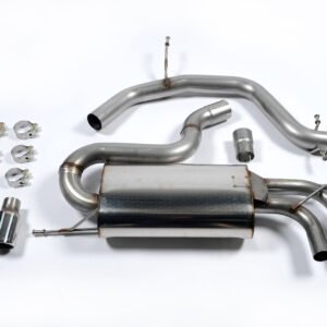 Audi A3/Seat Cupra + Leon/VW Golf MK5 GTI 2.0T – Non-Resonated (Louder) Cat-Back Exhaust System with Polished Trims with Twin Polished Trims