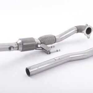 VW Golf R Mk6 – Downpipe fundido de acero inoxidable de gran diámetro con catalizador deportivo de alto flujo (para cat-back Milltek Race)
