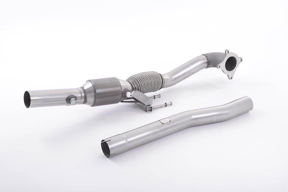 VW Golf R Mk6 – Downpipe fundido de acero inoxidable de gran diámetro con catalizador deportivo de alto flujo (para cat-back Milltek Race)
