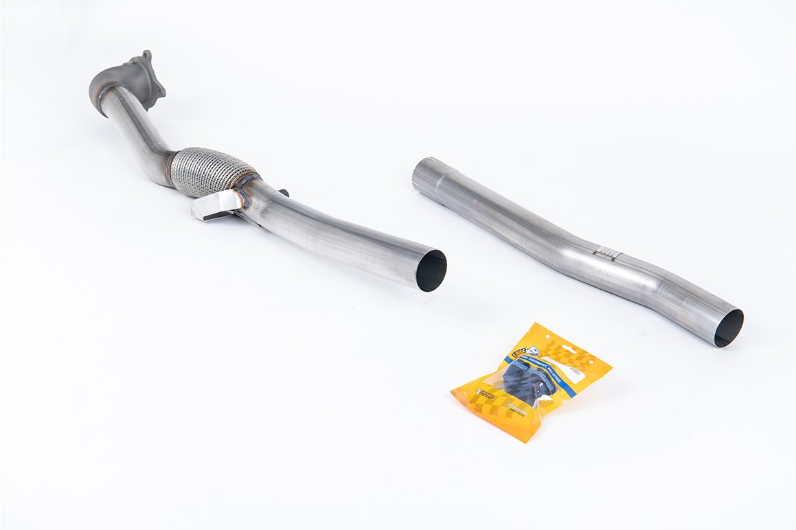 Downpipe fundido de acero inoxidable de gran diámetro con supresor de catalizador (para Milltek cat-back) (VW Golf)