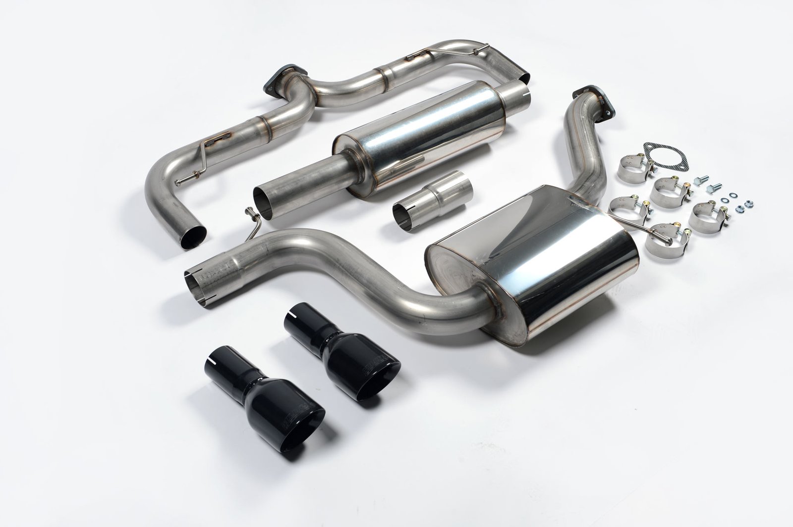 VW Golf GTI Mk7 Non-Resonated (Louder) Cat-Back Exhaust System with Matt Black Tips