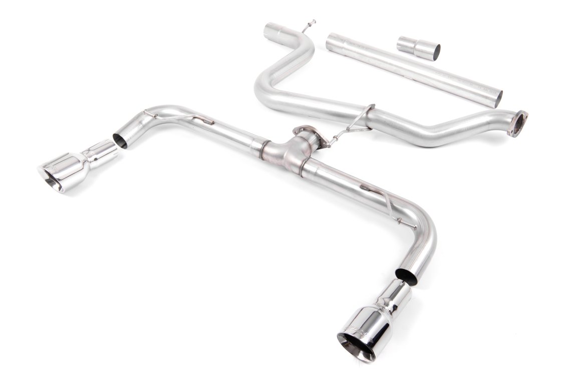 VW Golf GTD Mk7 – Non-Resonated (Louder) with Dual GT100 Tips Cat-Back Exhaust System (GTI Style)