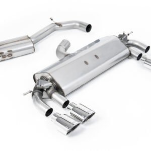 VW Golf R MK7 2.0 TSI (76.2mm sistemas) – resonado (más discreto) sistema de escape cat-back con colas ovaladas pulidas