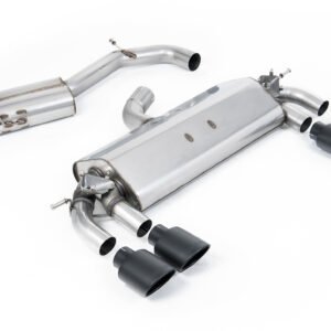 VW Golf R MK7 2.0 TSI (76.2mm sistemas) – resonado (más discreto) sistema de escape cat-back con colas ovaladas negras Cerakote