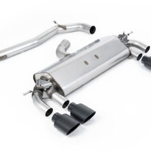 VW Golf R MK7 2.0 TSI (76.2mm sistemas) – no resonado (más sonido) sistema de escape cat-back con colas ovaladas negras Cerakote